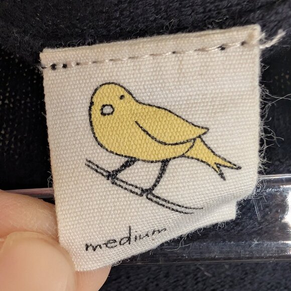 ANTHROPOLOGIE Little Yellow Bird Cardigan Sweater Black w/Sheer Muticolor Back M - Picture 4 of 7